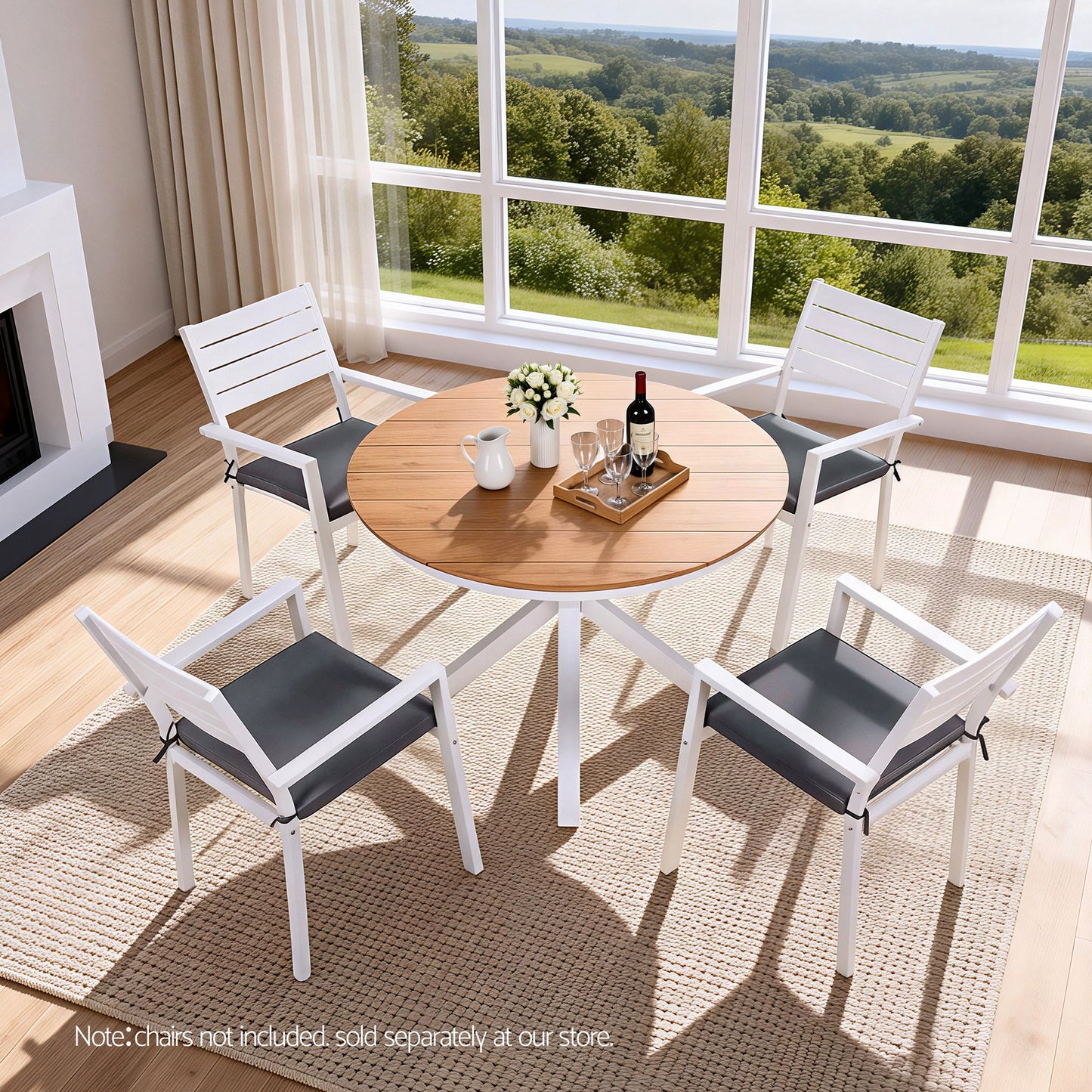 Outdoor Dining Table – Aluminum Frame with WPC Top, 108cm