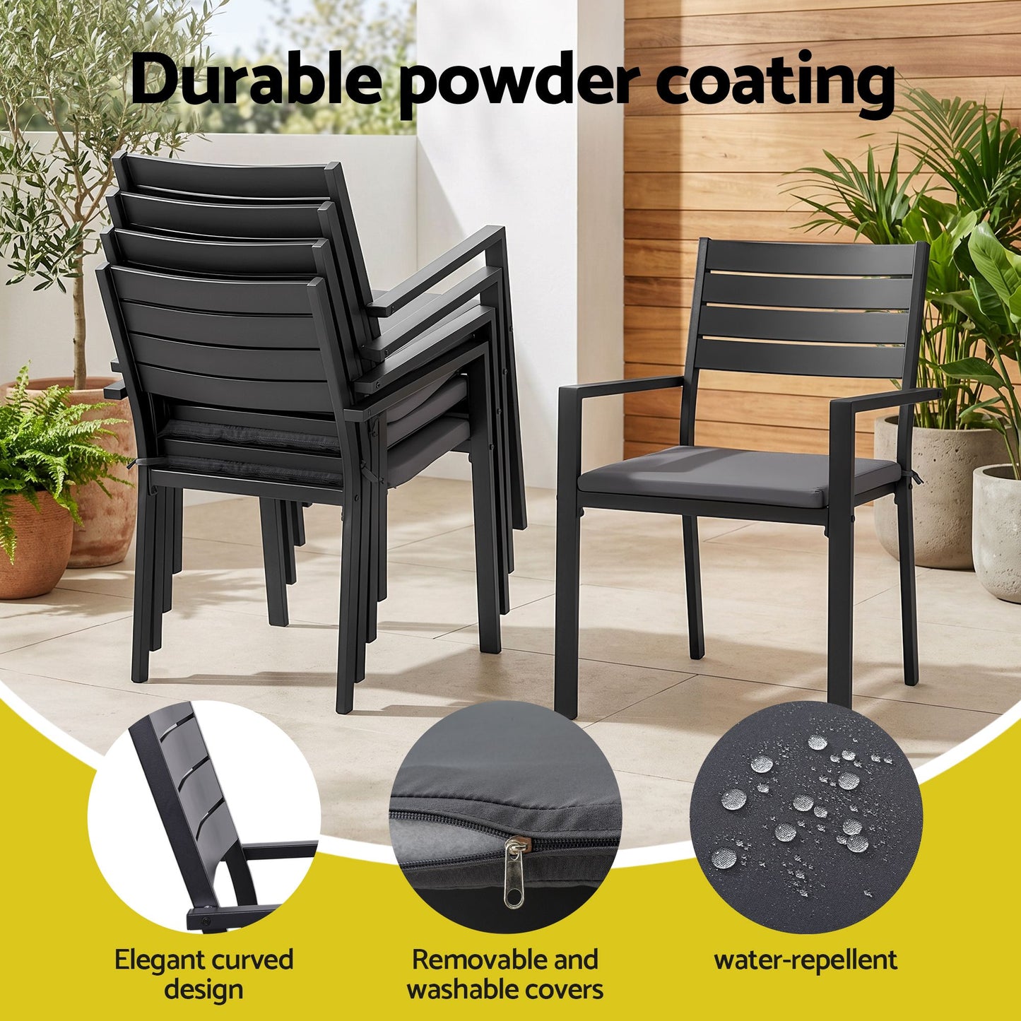 Gardeon Outdoor Dining Set 11PCS Aluminum Extendable Table and Chairs Patio Furniture Black