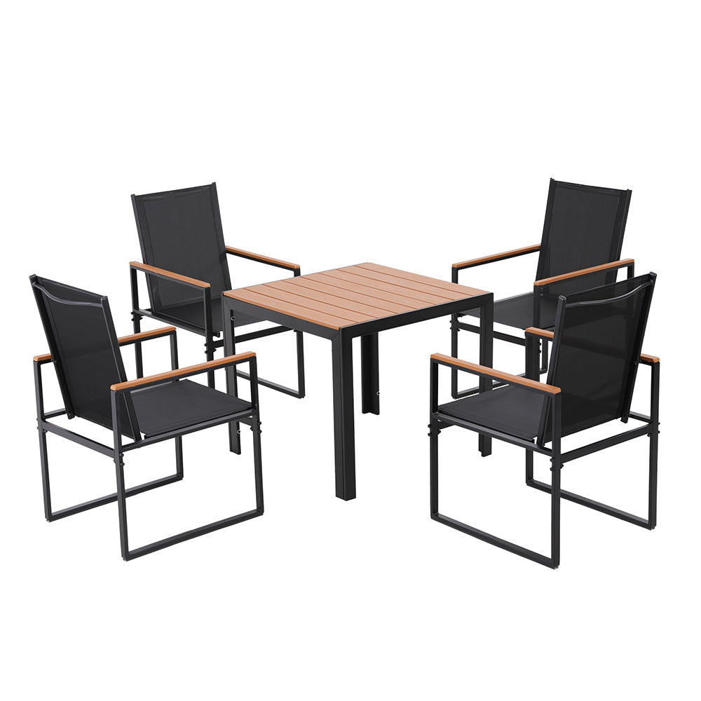 Outdoor Dining Set – Weather-Resistant Steel Frame with WPC Tabletop, Black