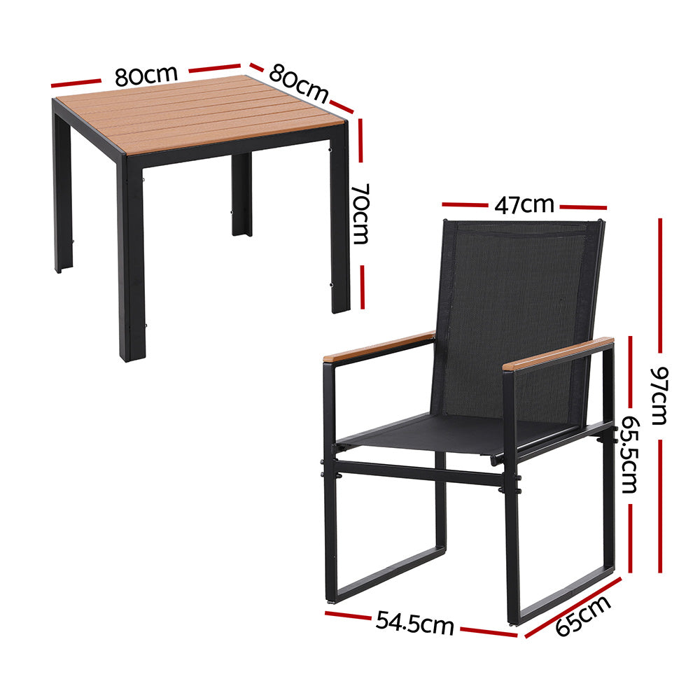 Outdoor Dining Set – Weather-Resistant Steel Frame with WPC Tabletop, Black