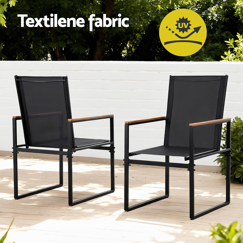 Outdoor Dining Set – Weather-Resistant Steel Frame with WPC Tabletop, Black