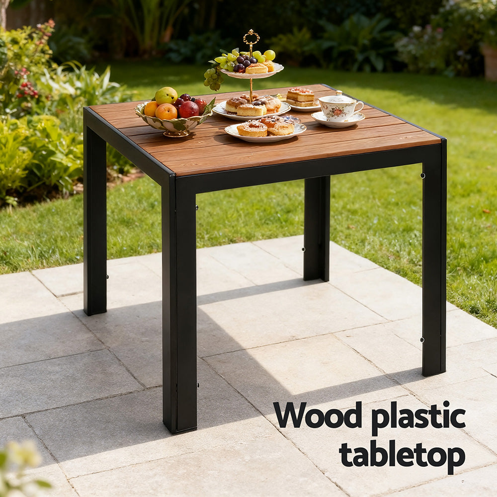 Outdoor Dining Set – Weather-Resistant Steel Frame with WPC Tabletop, Black