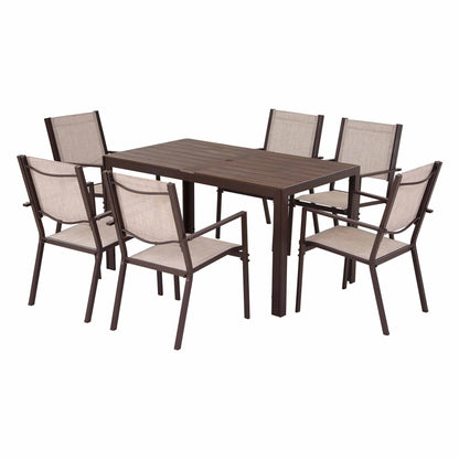 TWSC 7PCS Outdoor Dining Set Patio Furniture Table and Chairs Garden Coffee