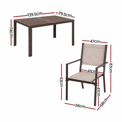 TWSC 7PCS Outdoor Dining Set Patio Furniture Table and Chairs Garden Coffee