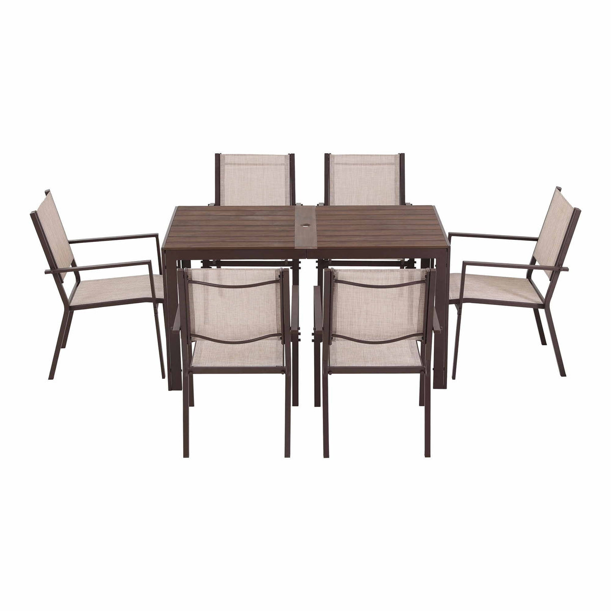 TWSC 7PCS Outdoor Dining Set Patio Furniture Table and Chairs Garden Coffee