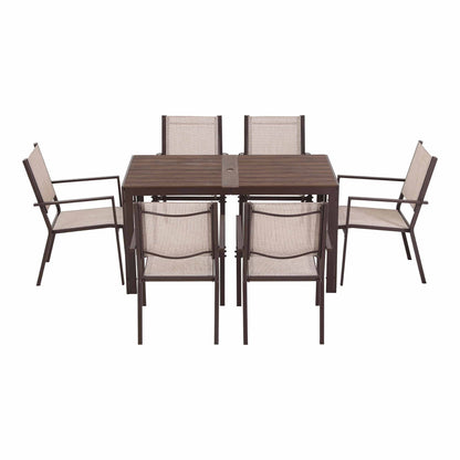 TWSC 7PCS Outdoor Dining Set Patio Furniture Table and Chairs Garden Coffee