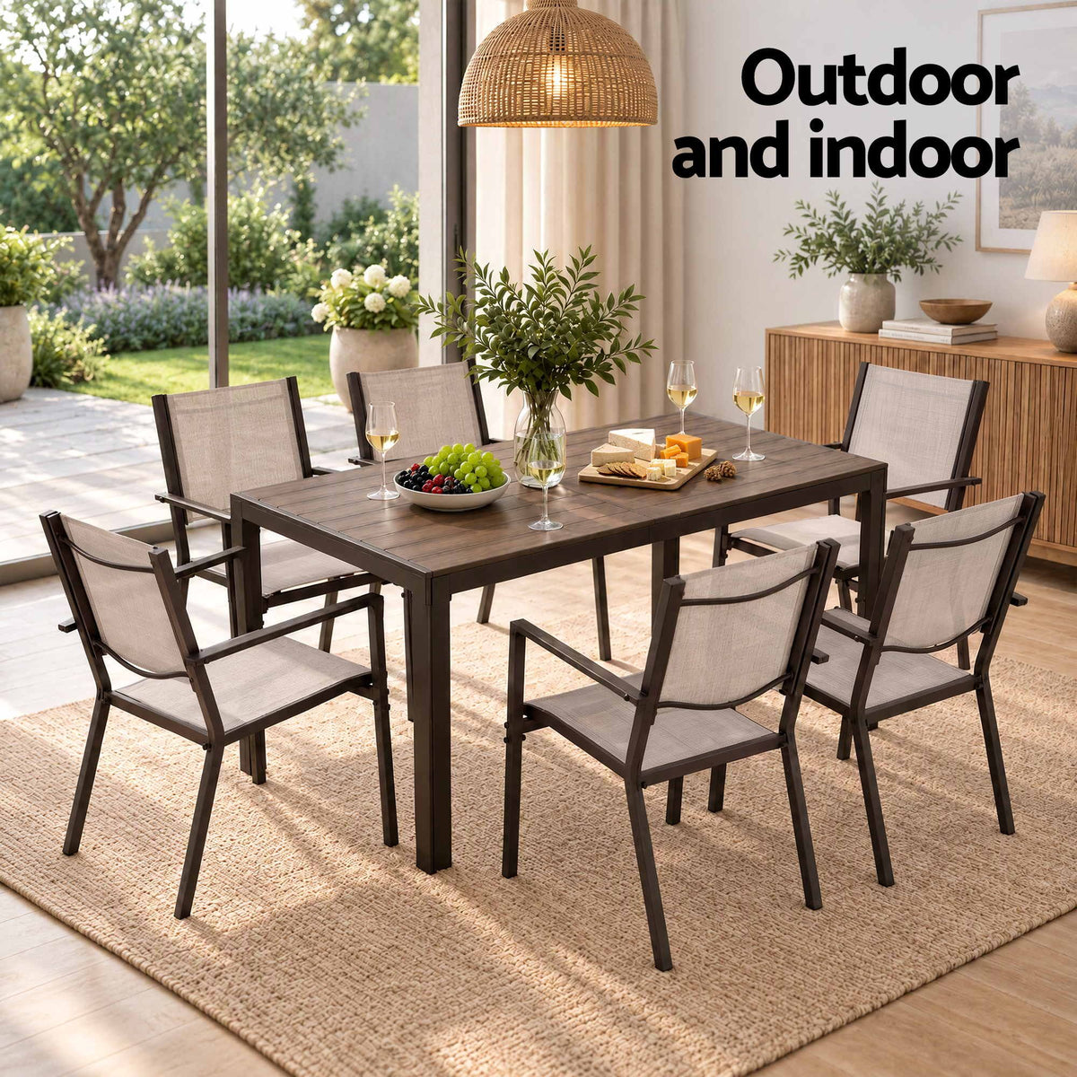 TWSC 7PCS Outdoor Dining Set Patio Furniture Table and Chairs Garden Coffee