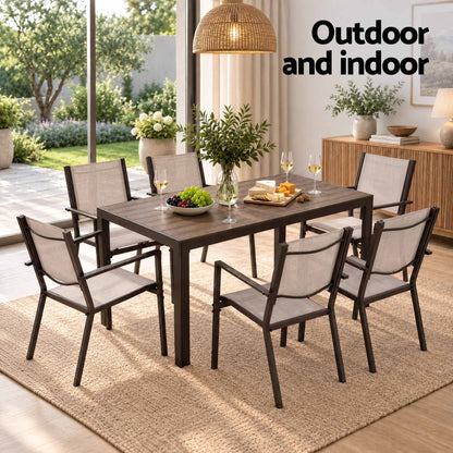TWSC 7PCS Outdoor Dining Set Patio Furniture Table and Chairs Garden Coffee