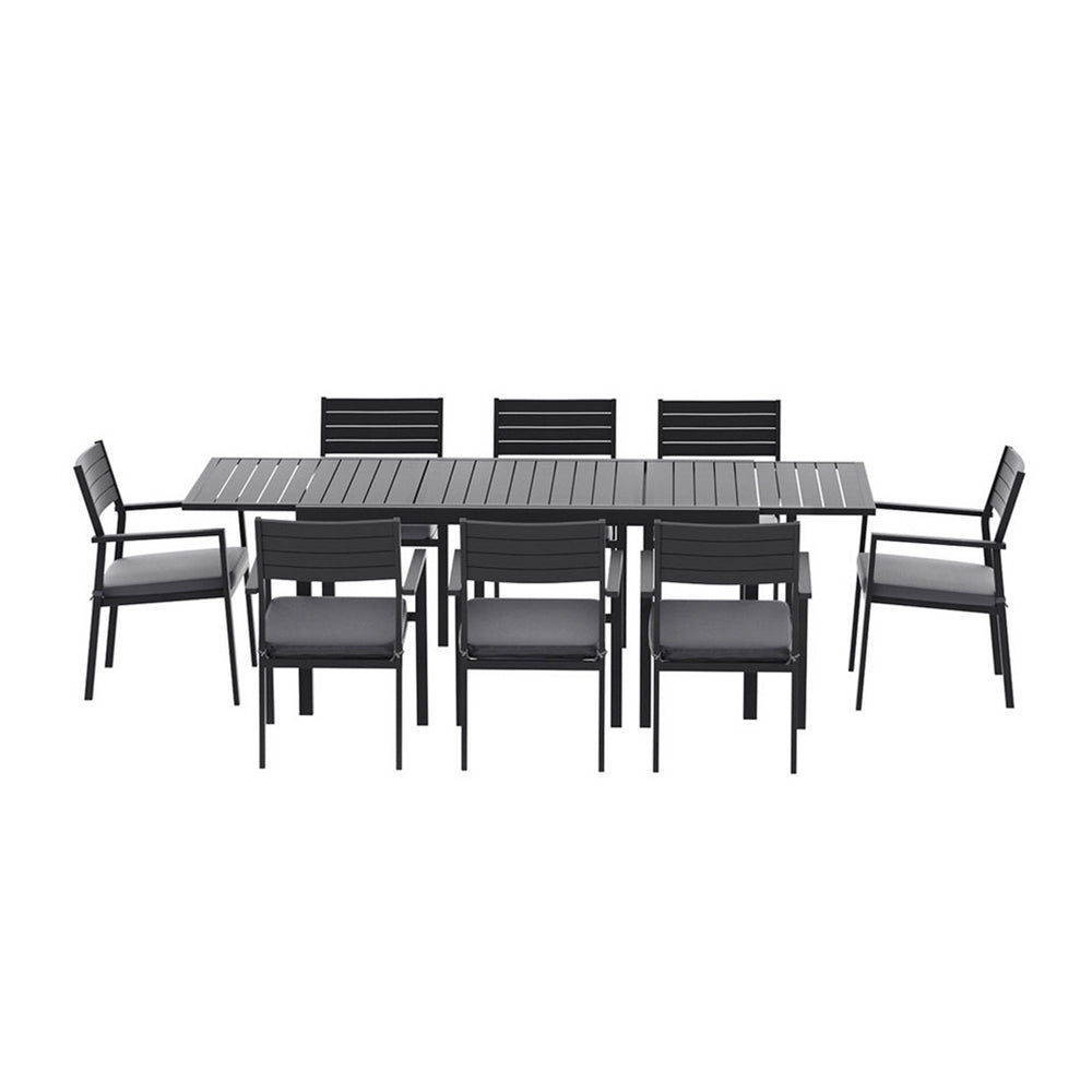TWSC Outdoor Dining Set 9PCS Aluminum Extendable Table Chairs Patio Furniture