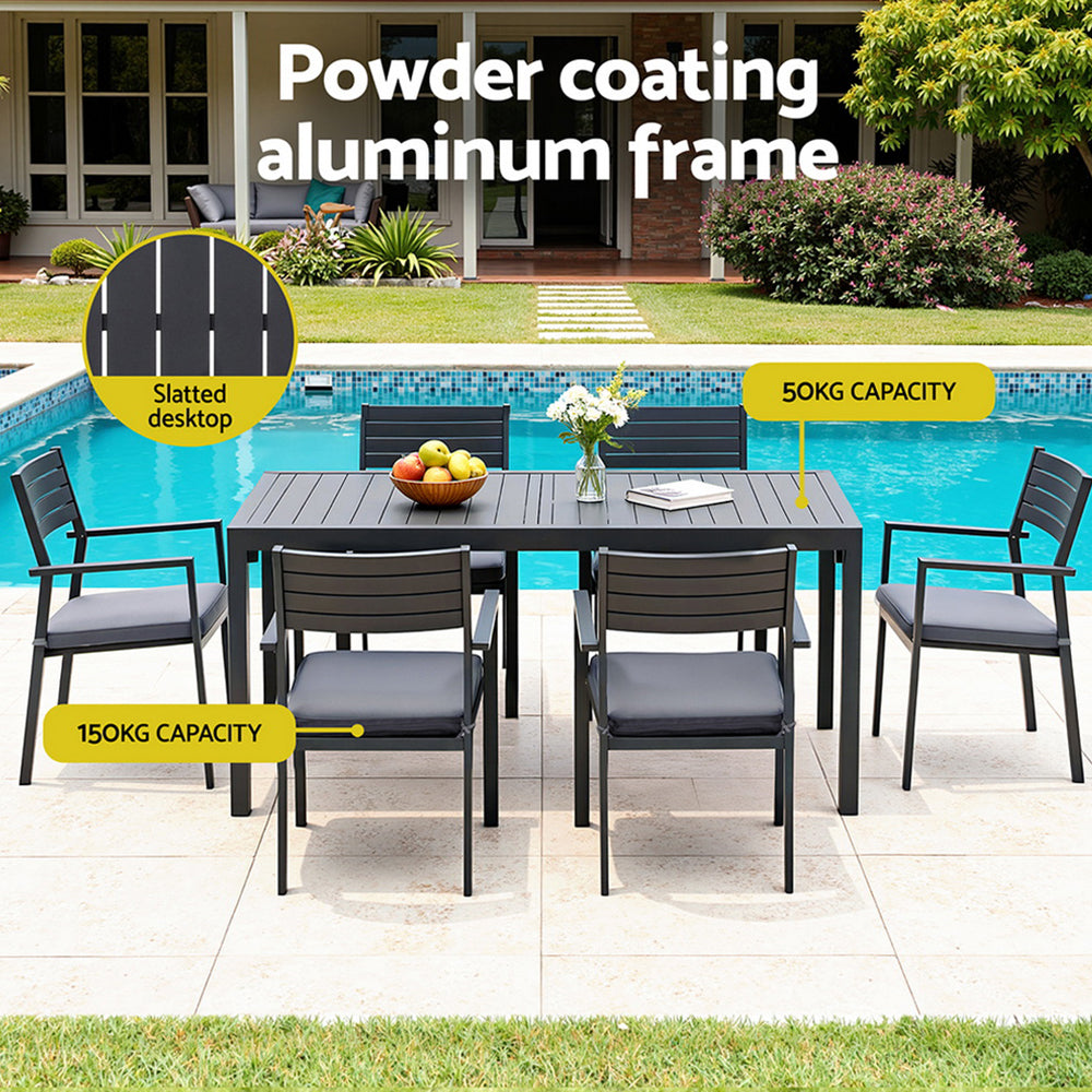 TWSC Outdoor Dining Set 9PCS Aluminum Extendable Table Chairs Patio Furniture