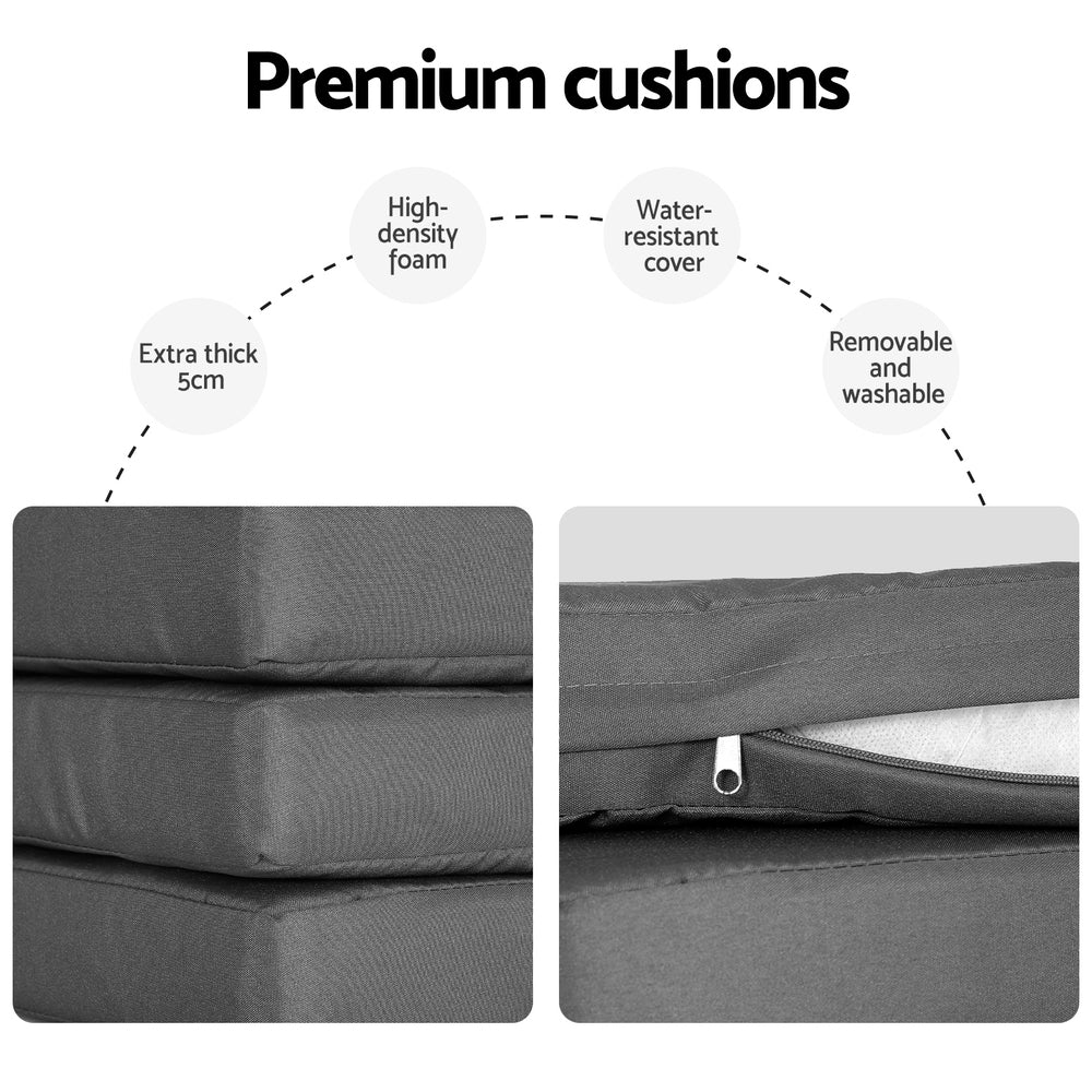 TWSC Outdoor Dining Set 9 Piece Steel Table Chairs Setting White