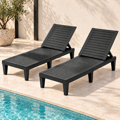 Gardeon 2x Sun Lounge Adjustable Recliner Patio Outdoor Furniture Lightweight Black