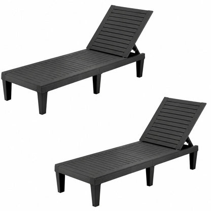 Gardeon 2x Sun Lounge Adjustable Recliner Patio Outdoor Furniture Lightweight Black