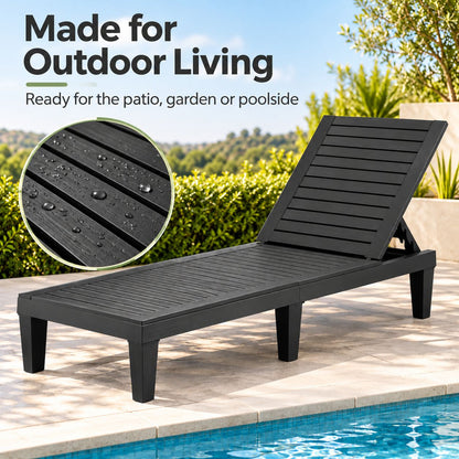 Gardeon 2x Sun Lounge Adjustable Recliner Patio Outdoor Furniture Lightweight Black