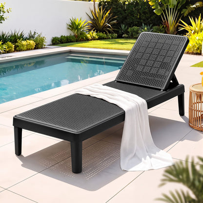 TWSC Sun Lounge Adjustable Lounger Patio Outdoor Furniture Lightweight Black