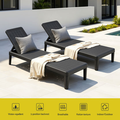 TWSC Sun Lounge Adjustable Lounger Patio Outdoor Furniture Lightweight Black