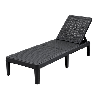 TWSC Sun Lounge Adjustable Lounger Patio Outdoor Furniture Lightweight Black