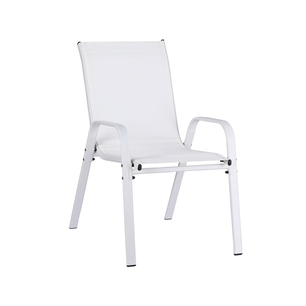 Outdoor Stackable Dining Chairs – White Textilene, Set of 6