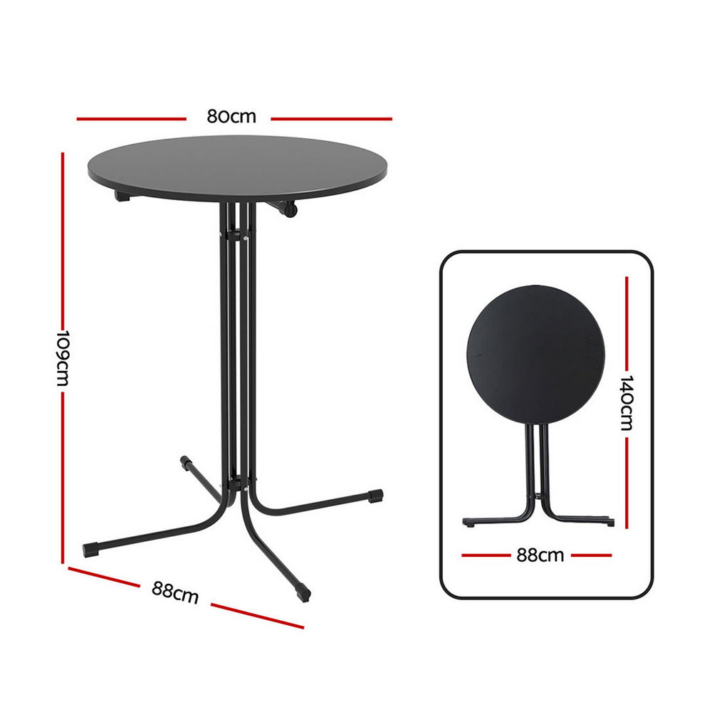 Outdoor Folding Bar Table – Round MDF Top, Black, 109cm