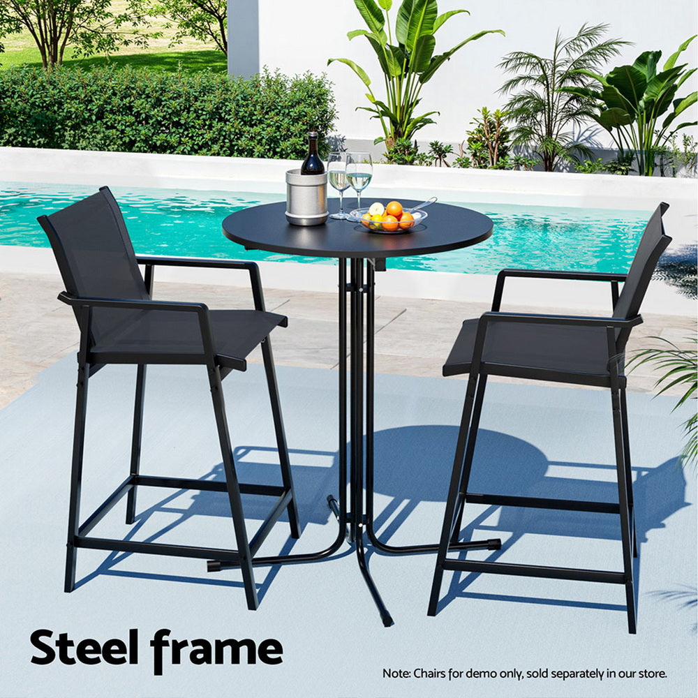 Outdoor Folding Bar Table – Round MDF Top, Black, 109cm