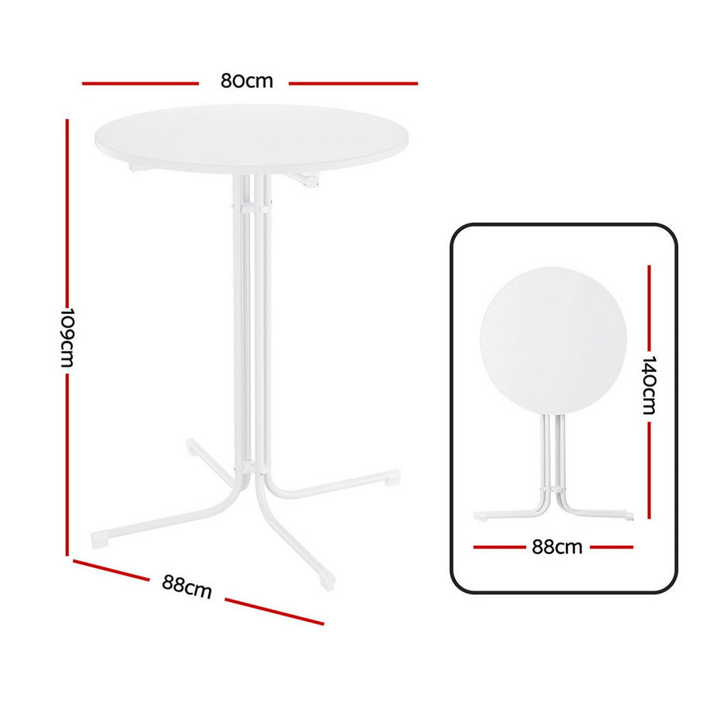 Outdoor Folding Bar Table – Round White, 109cm