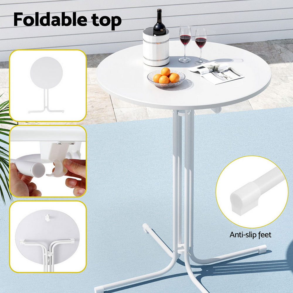 Outdoor Folding Bar Table – Round White, 109cm