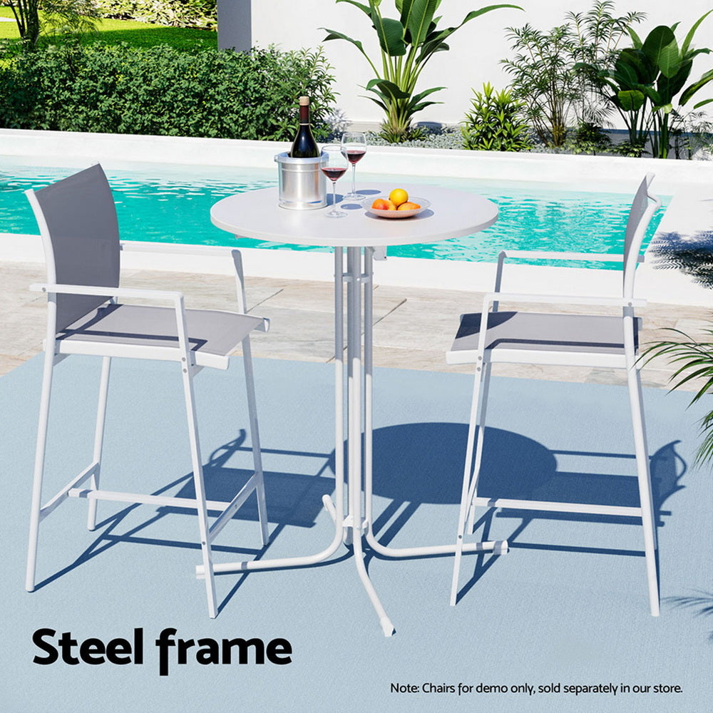 Outdoor Folding Bar Table – Round White, 109cm