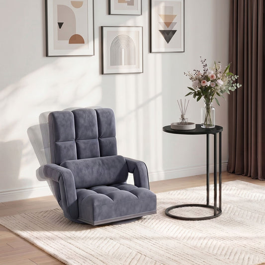 TWSC Floor Sofa Chair & Coffee Table Set, Swivel Lounge Recliner Side Tables
