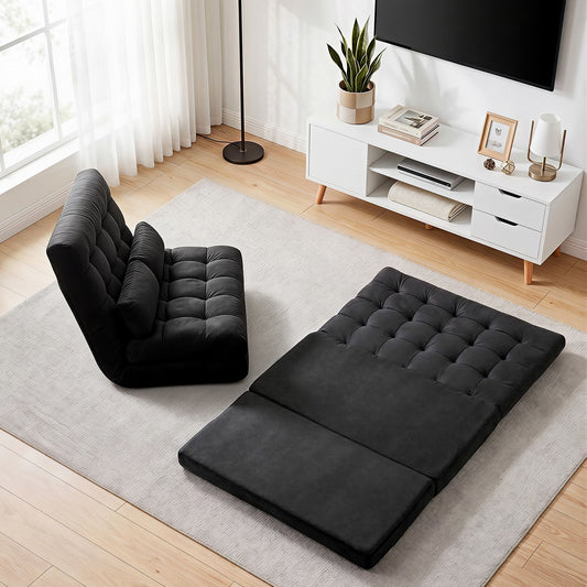 TWSC Sofa Bed Adjustable Floor Chair & TV Unit 120cm Entertainment Cabinet Set