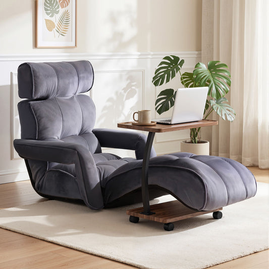 TWSC Floor Lounge & Coffee Table Set, Adjustable Recliner End Table w/ Wheels