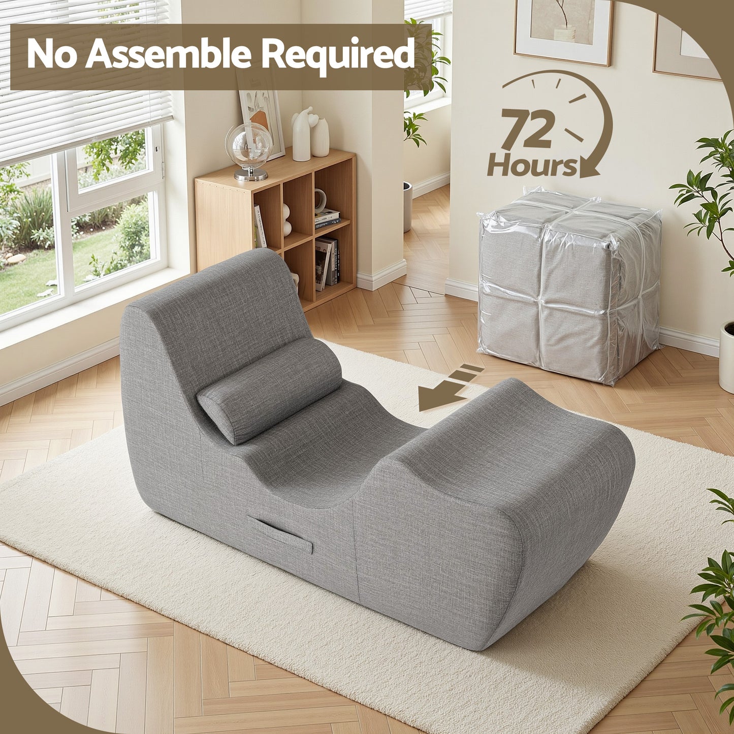 Chaise Lounge Chair – Ergonomic S-Curve Floor Lounger, Grey