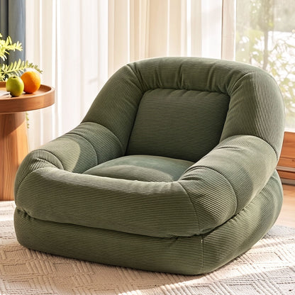 TWSC Armchair Floor Chair Couch Recliner 1 Seater Cloud Chaise Lounge Corduroy Green