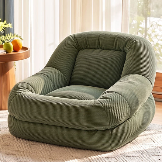 TWSC Armchair Floor Chair Couch Recliner 1 Seater Cloud Chaise Lounge Corduroy Green
