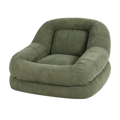 TWSC Armchair Floor Chair Couch Recliner 1 Seater Cloud Chaise Lounge Corduroy Green