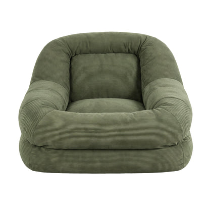 TWSC Armchair Floor Chair Couch Recliner 1 Seater Cloud Chaise Lounge Corduroy Green