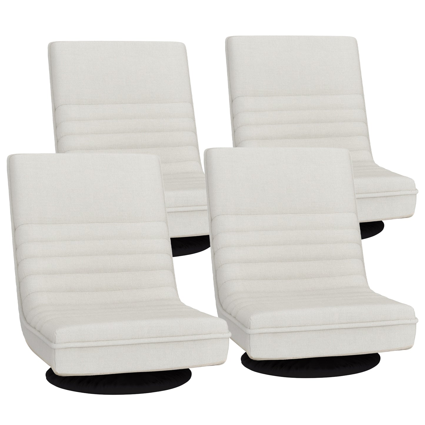 Floor Lounge Chair – Swivel, Foldable, White Linen