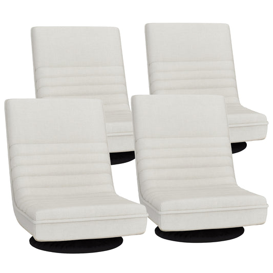 Floor Lounge Chair – Swivel, Foldable, White Linen
