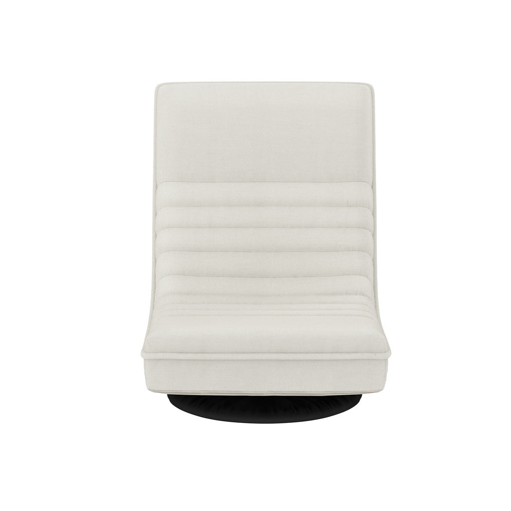 Floor Lounge Chair – Swivel, Foldable, White Linen