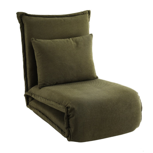 Floor Lounge Sofa Bed – Foldable, Adjustable, Green Corduroy
