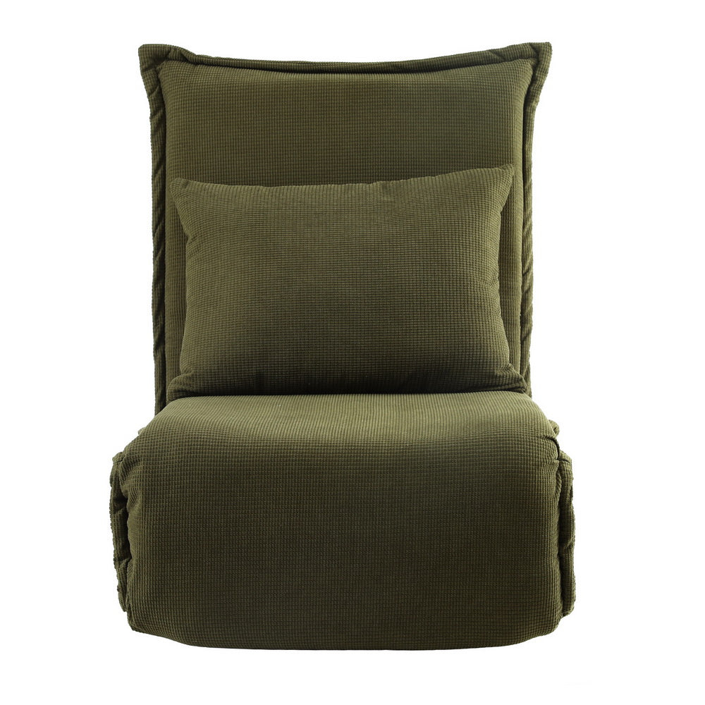 Floor Lounge Sofa Bed – Foldable, Adjustable, Green Corduroy