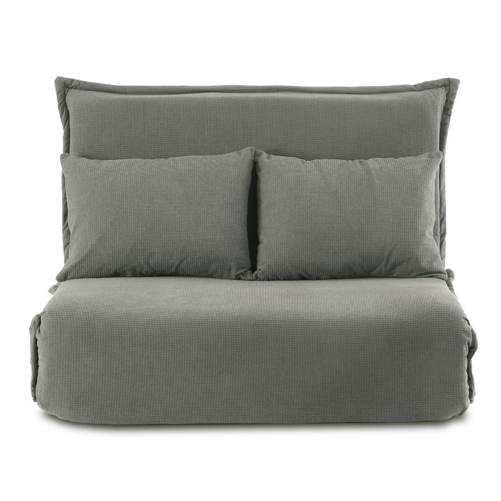 Floor Lounge Sofa Bed – Foldable 2-Seater in Grey Corduroy