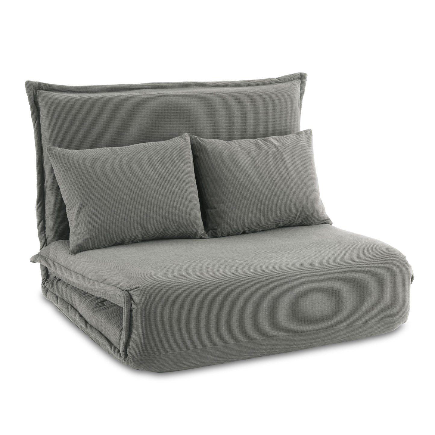 Floor Lounge Sofa Bed – Foldable 2-Seater in Grey Corduroy