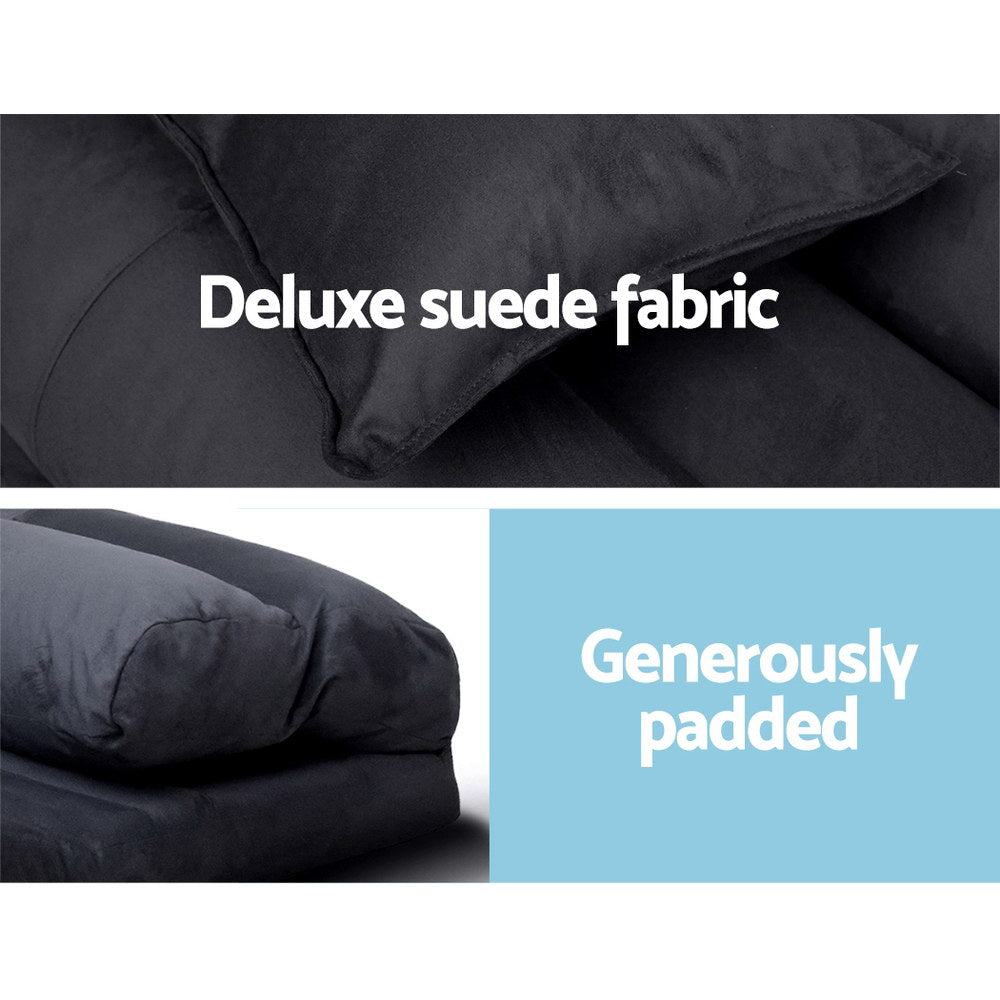 TWSC Floor Lounge Sofa Bed 2-seater Charcoal Suede