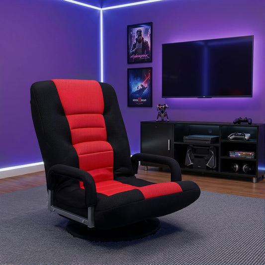 TWSC Floor Gaming Chair with 360 Swivel, 6-Position Backrest for Gaming