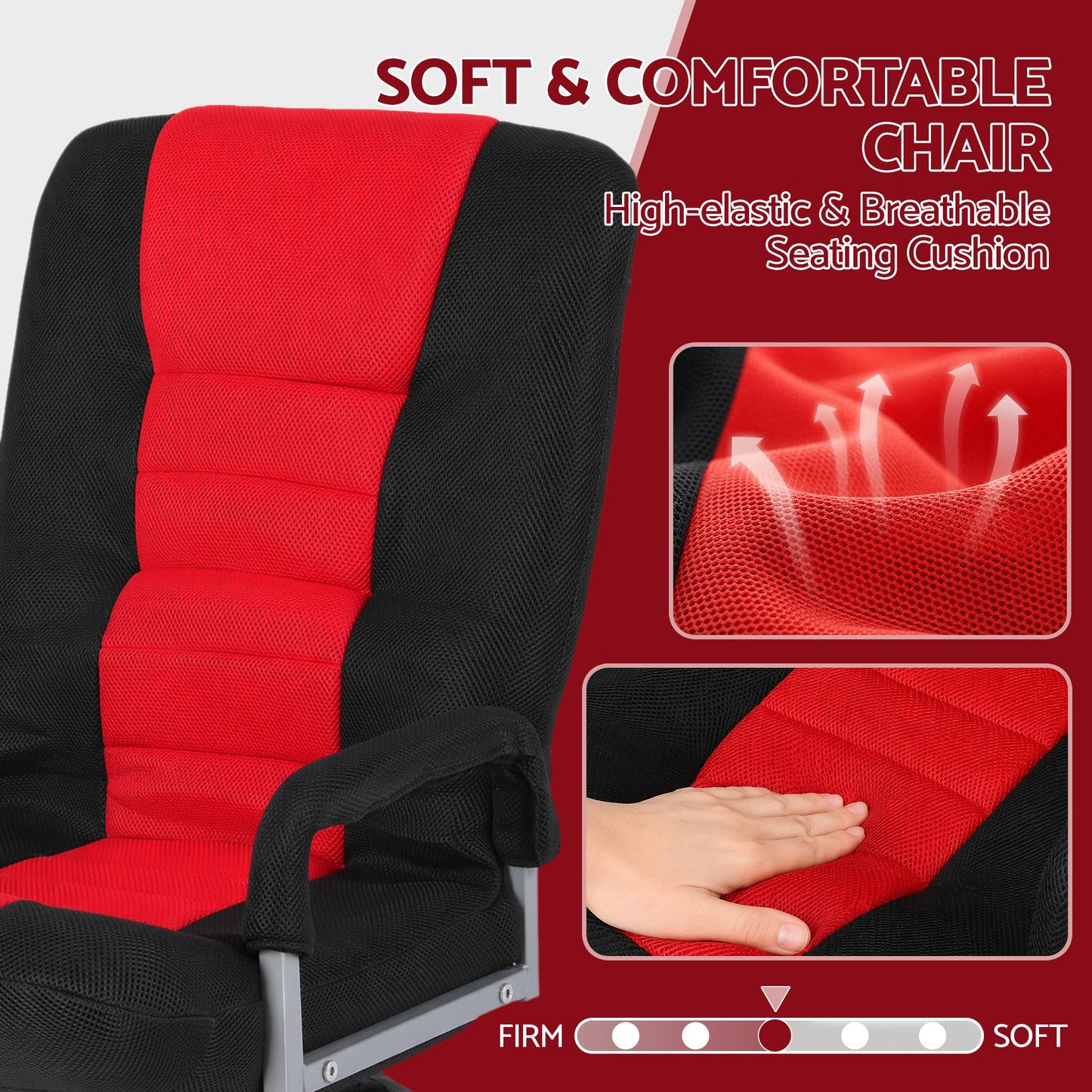 TWSC Floor Gaming Chair with 360 Swivel, 6-Position Backrest for Gaming