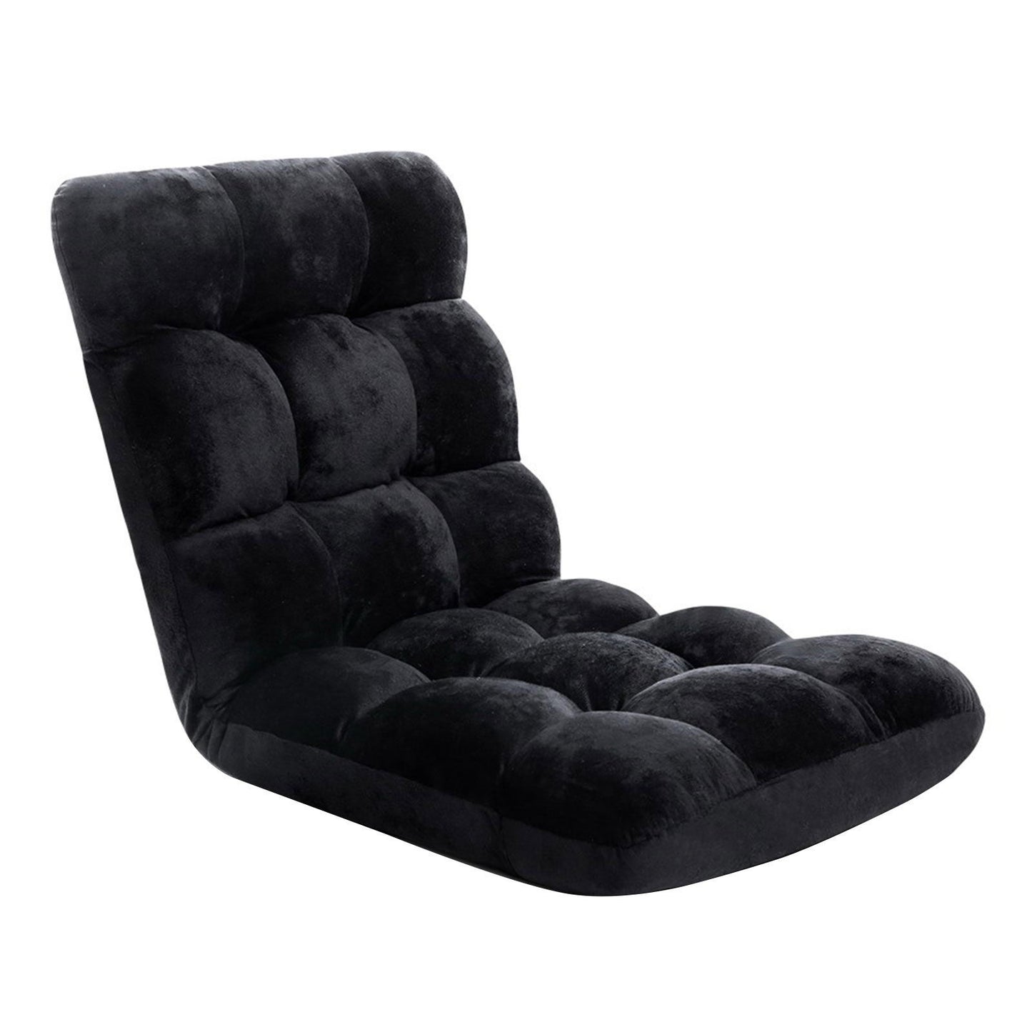 Lounge Sofa Bed – Adjustable, Flannel Fabric, Black (Set of 4)