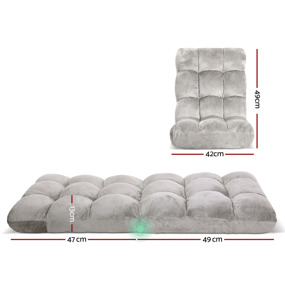 Lounge Sofa Bed – Adjustable, Grey Flannel Fabric, Set of 2