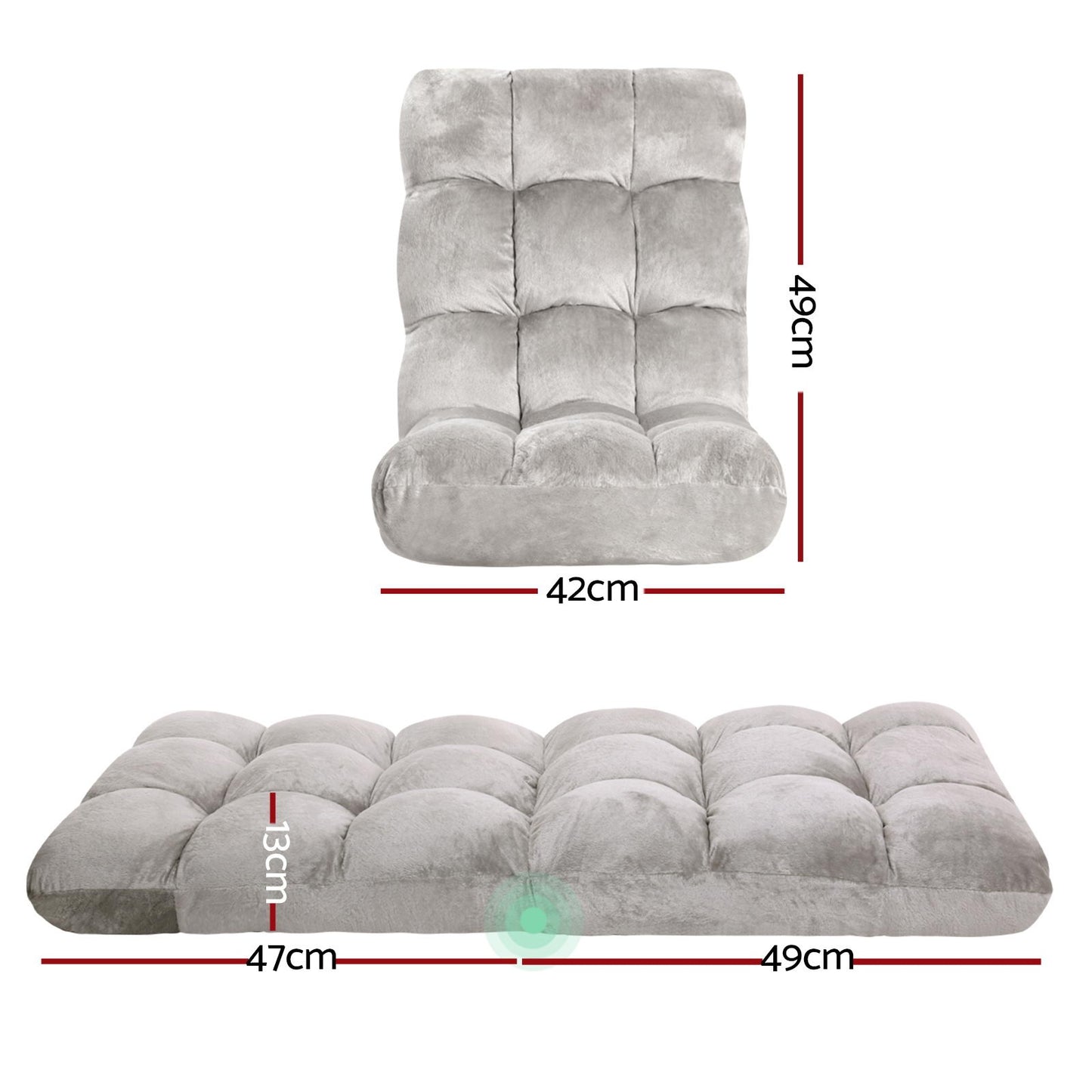 Lounge Sofa Bed – Adjustable, Grey Flannel Fabric, Set of 4