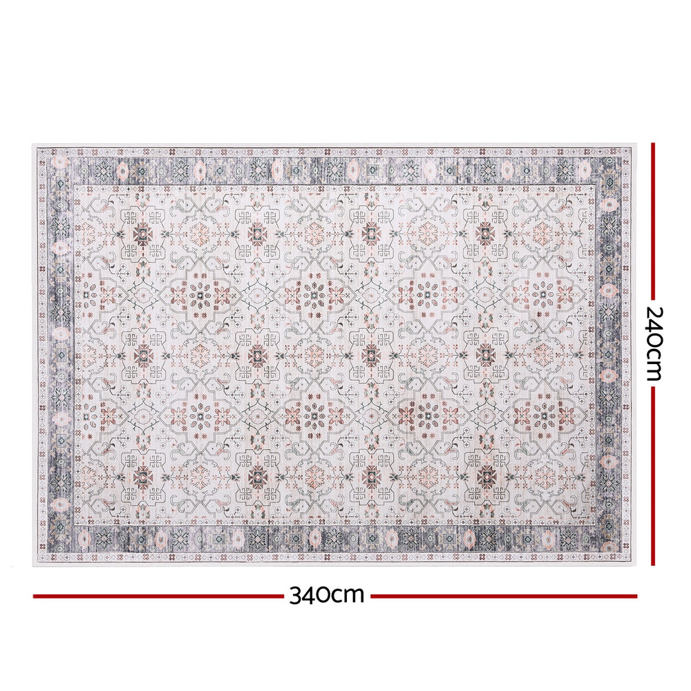 Washable Large Area Rug – Modern Geometric Design, 240x340cm Polyester