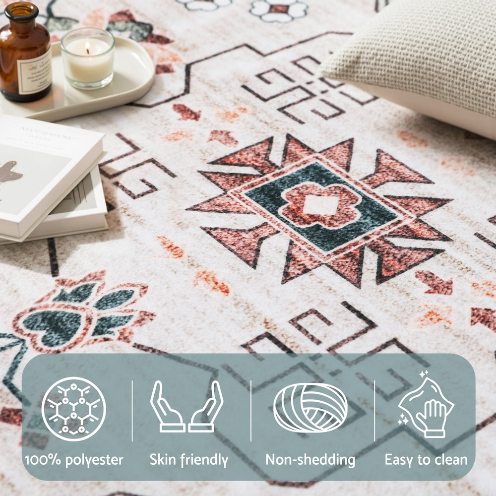 Washable Large Area Rug – Modern Geometric Design, 240x340cm Polyester